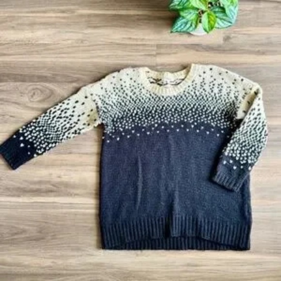 Madewell Black & Cream Drift Stitch Wool Blend Ombre Dot Chunky Sweater Size S - Picture 10 of 13